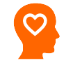 Icon of head with a heart symbol